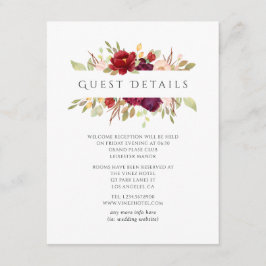 Details zu Marsala und Blush Floral Wedding Begleitkarte