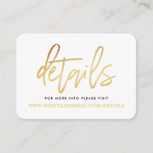 Details zu modernen Gold Foil-Skripten Begleitkarte