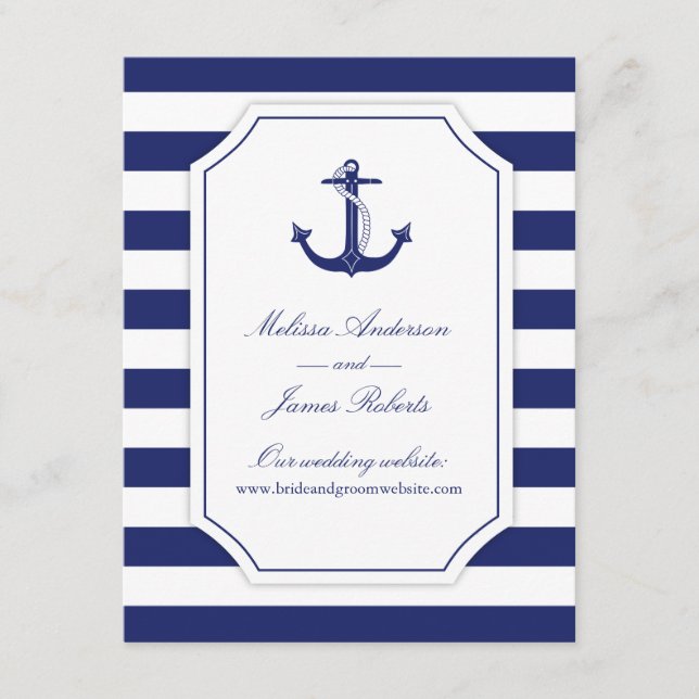 Details zu Nautic Anchor Navy Blue Wedding Begleitkarte (Vorderseite)