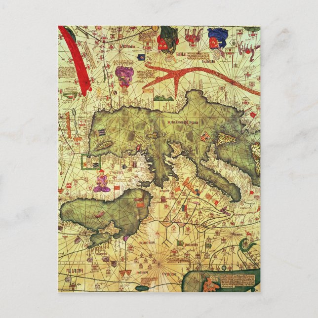 Details zu Nordafrika und Europa Postkarte (Vorderseite)