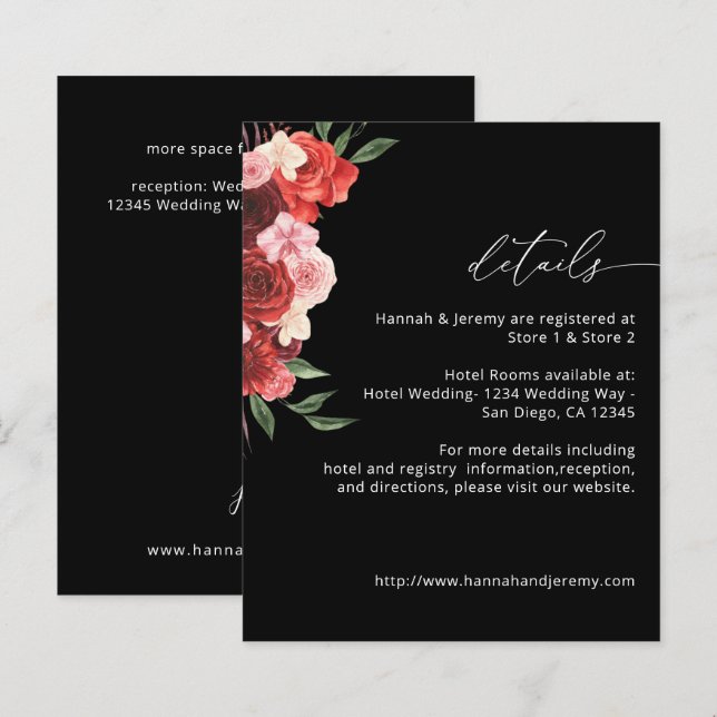 Details zu Red Floral - Black VH2 (Vorne/Hinten)