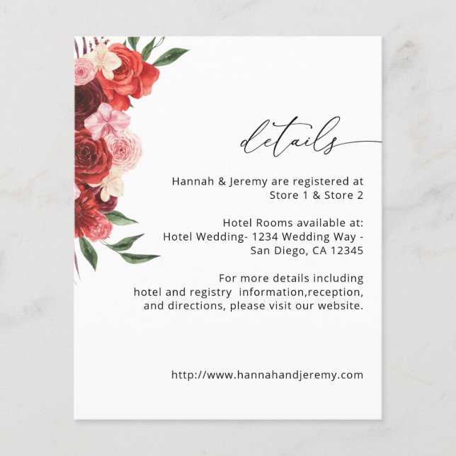 Details zu Red Floral - White VH2 Flyer (Vorne)