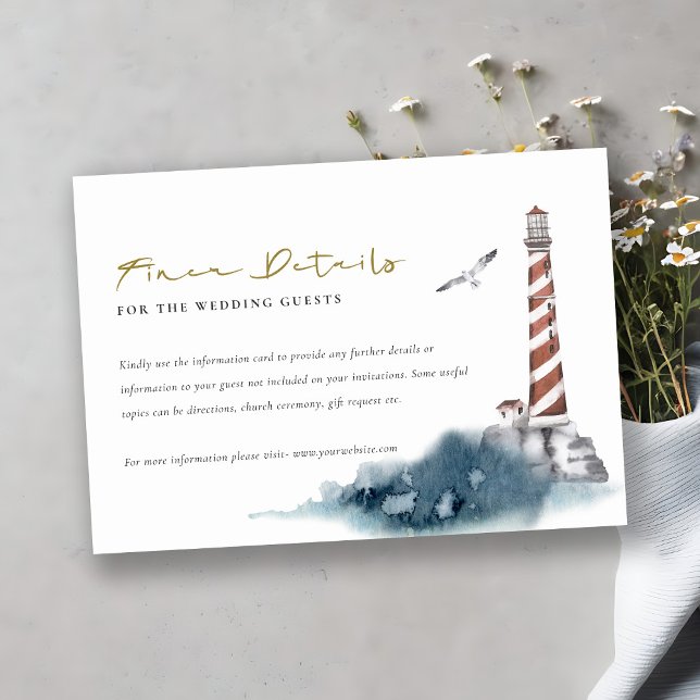DETAILS ZU ROTEN DUSKY BLAUE LIGHTHOUSE MEA WEDDIN BEGLEITKARTE (Von Creator hochgeladen)