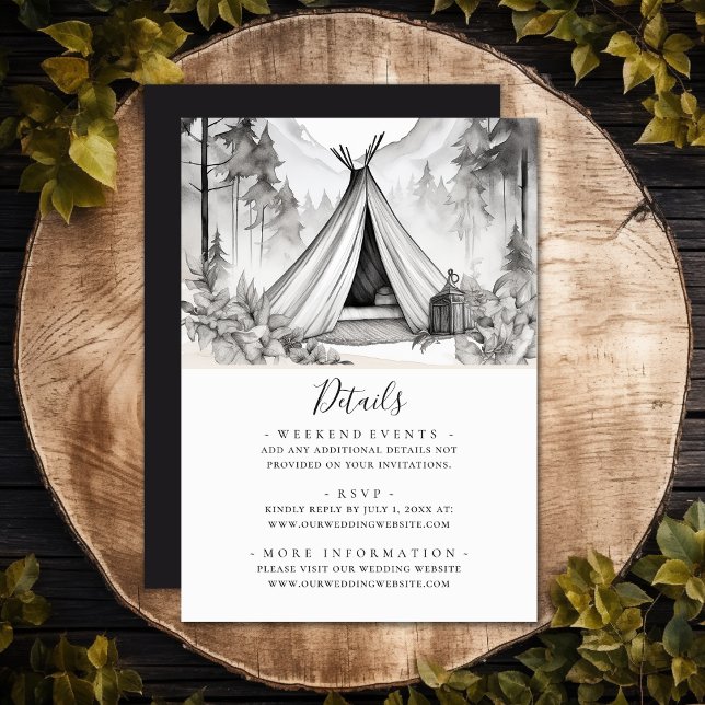 Details zu rustikalen Glamping Camping Forest Begleitkarte (Rustic Glamping Camping Forest Wedding Details Enclosure Card)