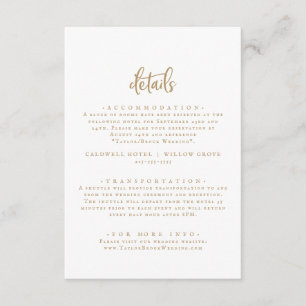 Details zu rustikalen Gold Script-Hochzeiten Begleitkarte