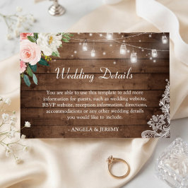 Details zu rustikalen Hochzeitsszenarien aus Holz Begleitkarte