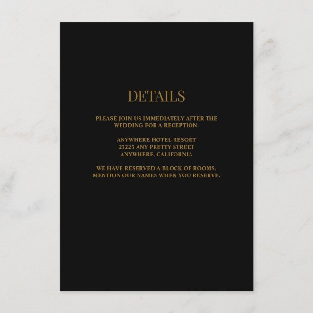 Details zu Schwarz/Gold-Hochzeiten Begleitkarte (Vorderseite)