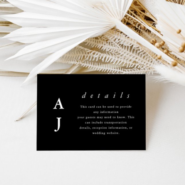 Details zu Schwarz-Weiß-Hochzeiten in Monogramm Begleitkarte (Von Creator hochgeladen)