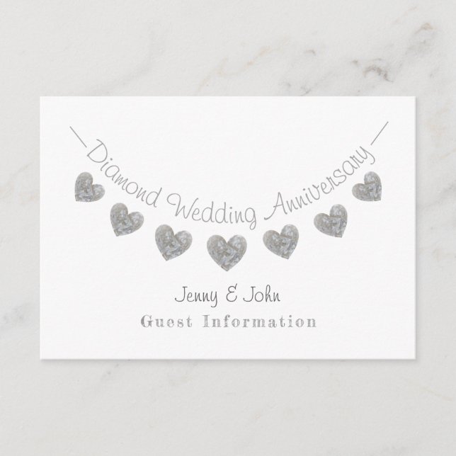 Details zum 60. Diamond Wedding Jubiläum Party Begleitkarte (Vorderseite)