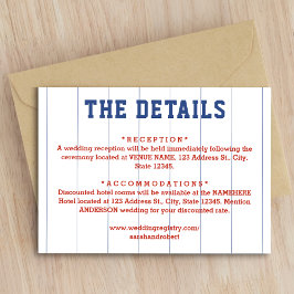 Details zum Baseball Pinstripe Wedding Begleitkarte
