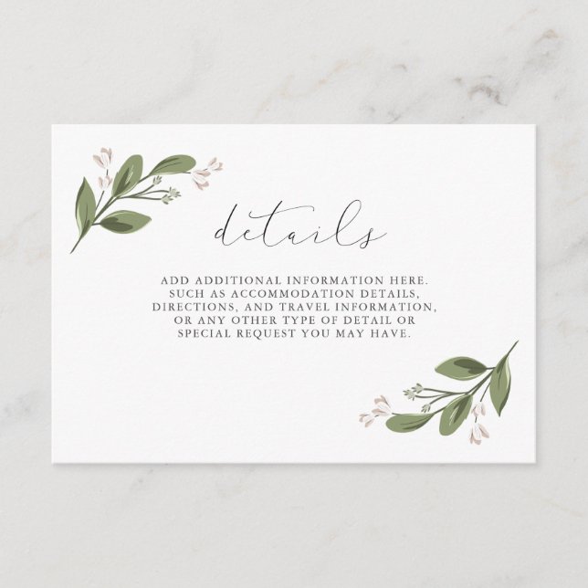 Details zum Blushing von Spries mit rosa Rückseite Begleitkarte (Vorderseite)