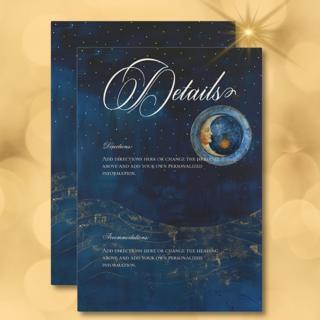Details zum Celestial Midnight Blue Crescent Moon Begleitkarte (Celestial Midnight Blue Crescent Moon Details Enclosure Card)