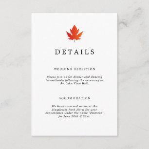 Details zum Fall Maple Leaf Black & White Wedding Begleitkarte
