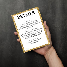 Details zum Gold Glitzer Border & White Wedding Begleitkarte