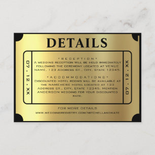 Details zum Golden Ticket Black & Gold Wedding Begleitkarte