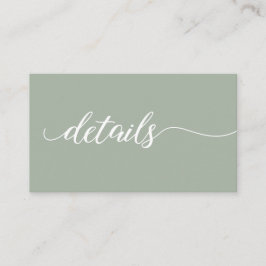 Details zum grünen Skript Hochzeitwebsite QR-Code Begleitkarte