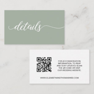 Details zum grünen Skript Hochzeitwebsite QR-Code Begleitkarte