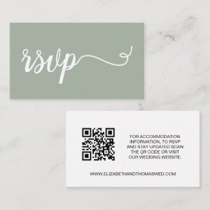Details zum grünen Skript Hochzeitwebsite QR-Code Begleitkarte