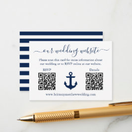 Details zum HochzeitBlue Anchor Stripes 2 QR-UAWG Begleitkarte
