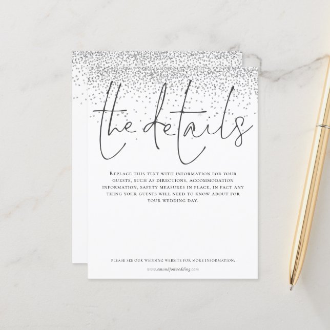 Details zum Hochzeitbudget Silberner Glitzer (Vorderseite/Rückseite Beispiel)