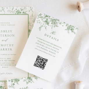 Details zum Hochzeitsgeschenk von Sage Green Toile Begleitkarte
