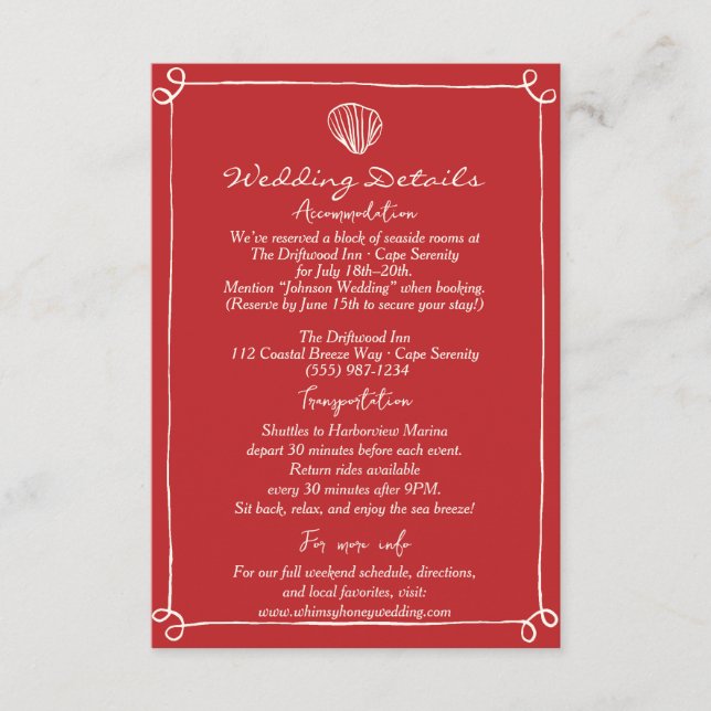 Details zum Hochzeitshandzug und die Richtung Begleitkarte (Vorderseite)