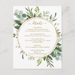 Details zum Hochzeitskalender des botanischen Gold Begleitkarte