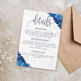 Details zum Hochzeitskalender für die blaue Marmor Begleitkarte