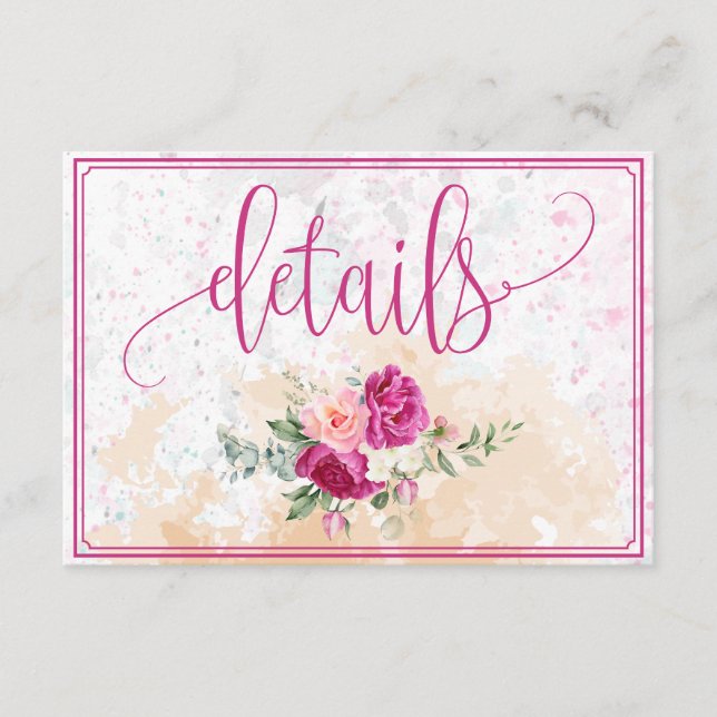 Details zum Hochzeitskalender in Rosa Begleitkarte (Vorderseite)