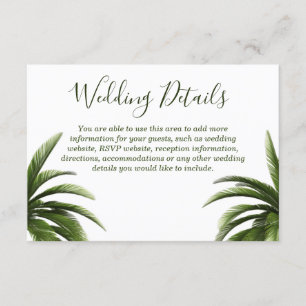 Details zum Hochzeitskalender von tropischen Palme Einladung