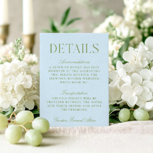 Details zum Hochzeitssaal von Sage Green & Sky Blu Begleitkarte