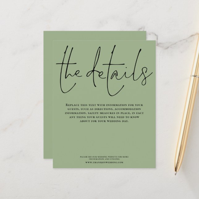 Details zum Hochzeitsszenario (Vorderseite/Rückseite Beispiel)