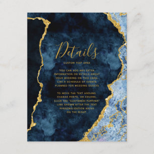 Details zum Hochzeitsszenario eines Blue-Gold-Foil Begleitkarte