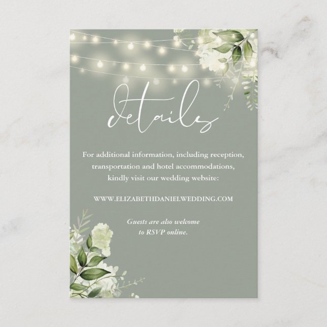 Details zum Hochzeitsszenario im Bereich Grünpflan Begleitkarte (Vorderseite)