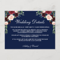 Details zum Hochzeitsszenario in Burgund Blue Flor