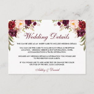 Details zum Hochzeitsszenario in Burgund, Flora, B Begleitkarte