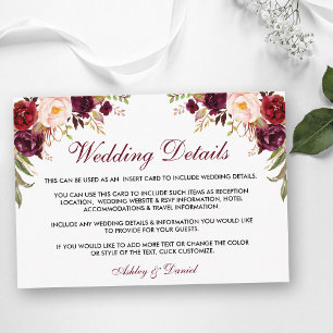 Details zum Hochzeitsszenario in Burgund, Flora, B Begleitkarte