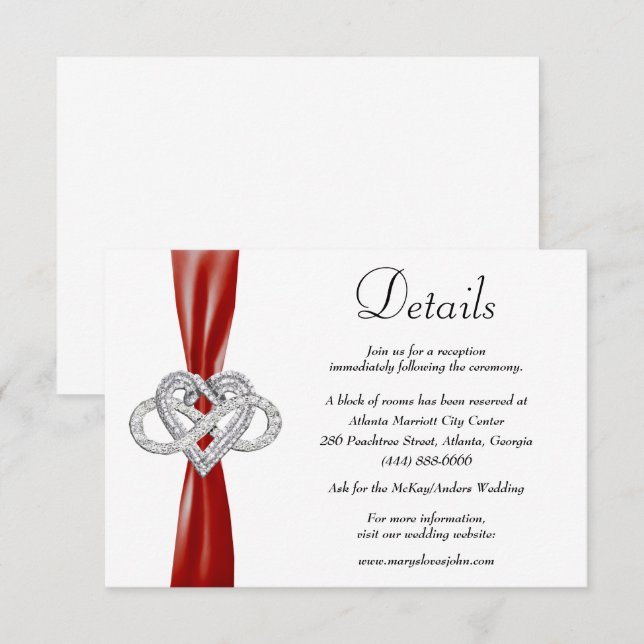 Details zum Hochzeitsszenario in Red Ribbon Begleitkarte (Vorne/Hinten)