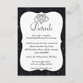 Details zum Hochzeitsszenario in Schwarzen Glitzer Begleitkarte