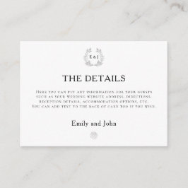 Details zum Hochzeitstich von Leaf Monogram-Initia Begleitkarte