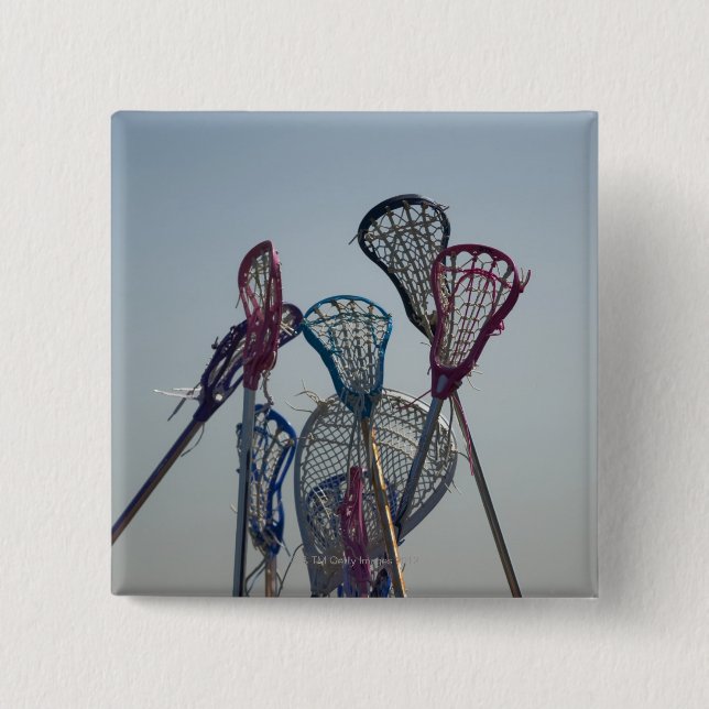 Details zum Lacrosse-Spiel Button (Vorderseite)