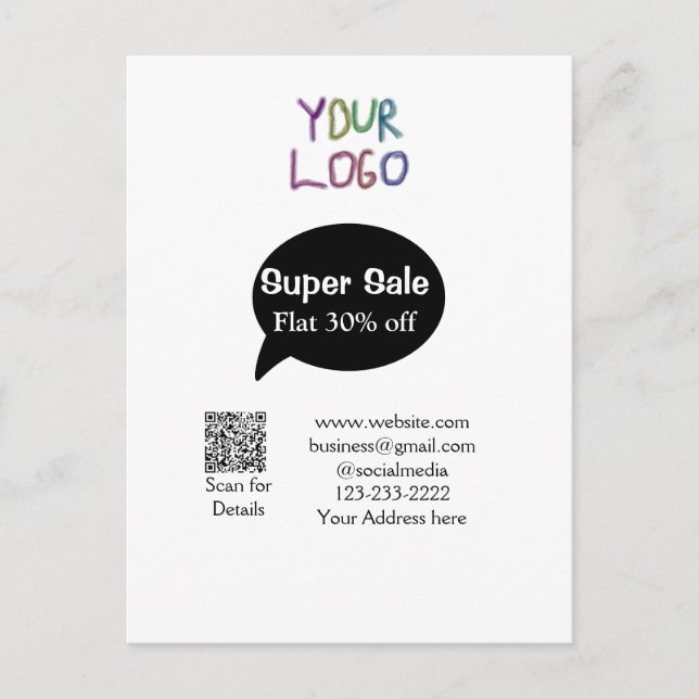 Details zum QR-Code für Superverkäufe Business Dis Postkarte (Vorderseite)