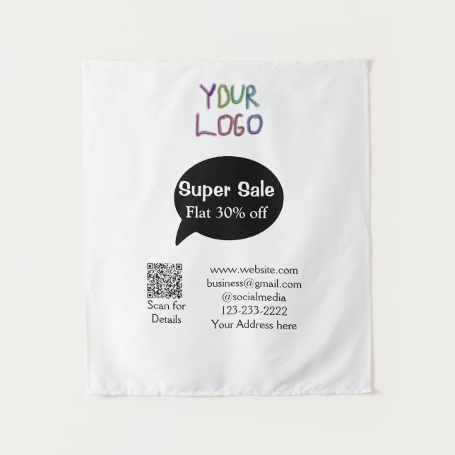 Details zum QR-Code für Superverkäufe Business Dis Wandteppich (Vorderseite)