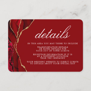 Details zum Red and Gold Wedding Agate Begleitkarte
