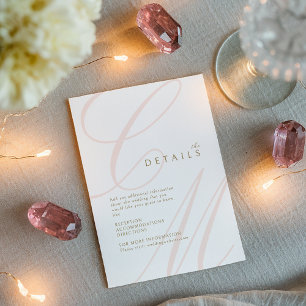 Details zum rosa Classic Elegant-Kalligraphie-Mono Begleitkarte