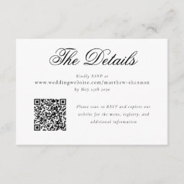 Details zum RSVP für Schwarz-weiße Hochzeiten mit Begleitkarte