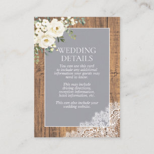 Details zum rustikalen hellgrauen, blühenden Spitz Begleitkarte