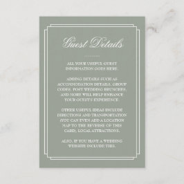Details zum Sage Green Art Deco Wedding Guest Begleitkarte