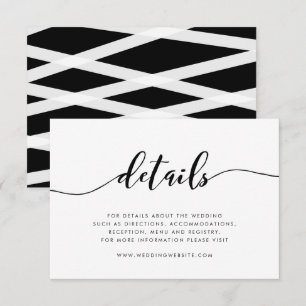 Details zum schwarzen und weißen Relaxskript Begleitkarte