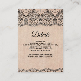 Details zum Vintagen schwarzen Rustikal Begleitkarte